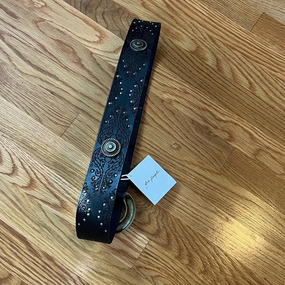 Free People Studded Embossed Leather Belt S/M NWT